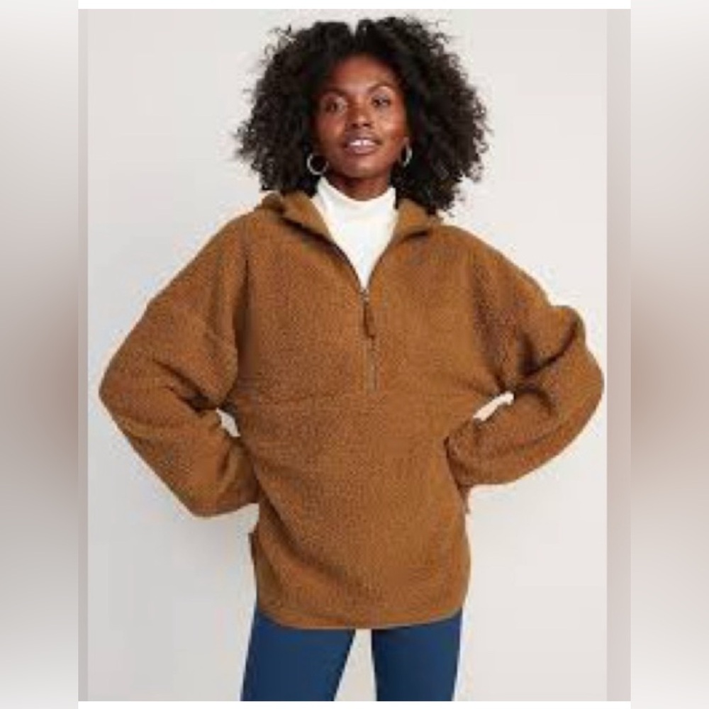 Weekend Edition Sherpa 1/4 Zip Pullover Caramel Sweater